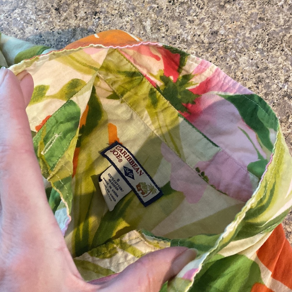 Caribbean Joe Floral Lightweight Cotton Short Sleeve Top Small - Picture 13 of 14